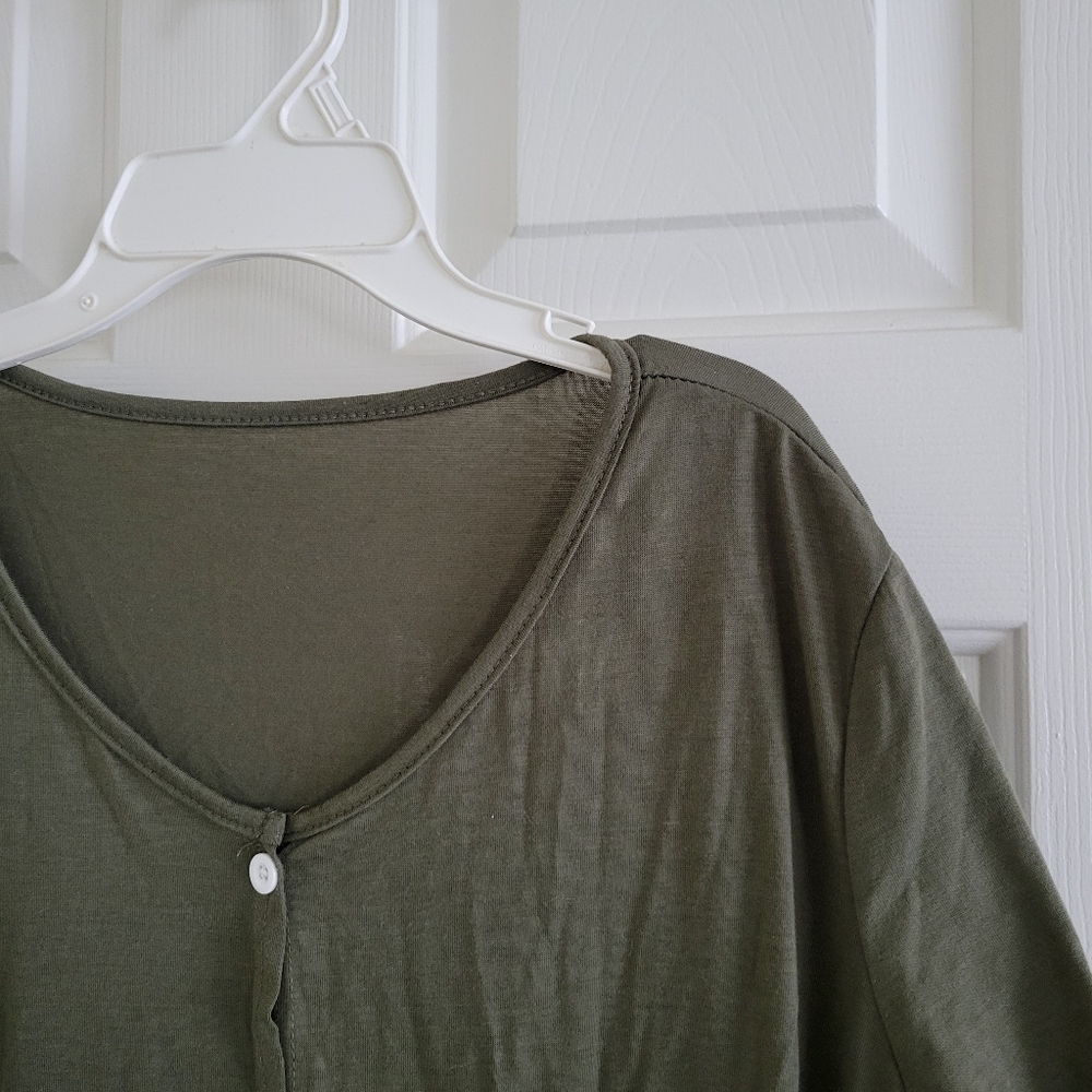 Olive Green Button-Down Dress - Picture 2 of 3
